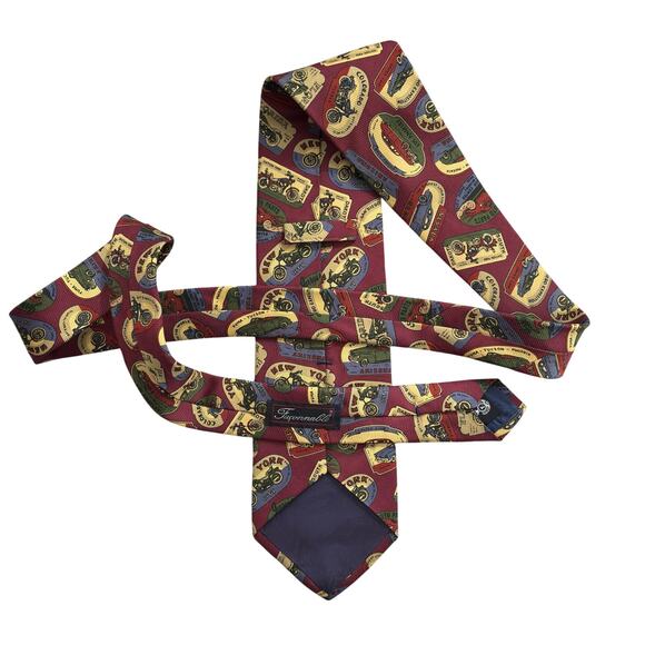 Facconable 100% Silk Handmade in France Tie States Motorcycles and Cars - Picture 3 of 3